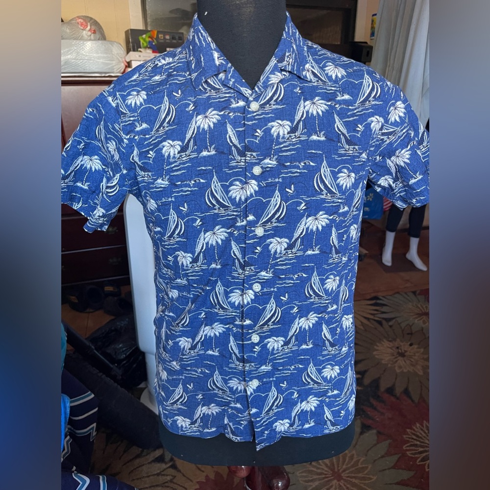 PreOwned Short Sleeve Shirt UNIQLO x Reyn Spooner Kids 13 Blue Hawaiian Print